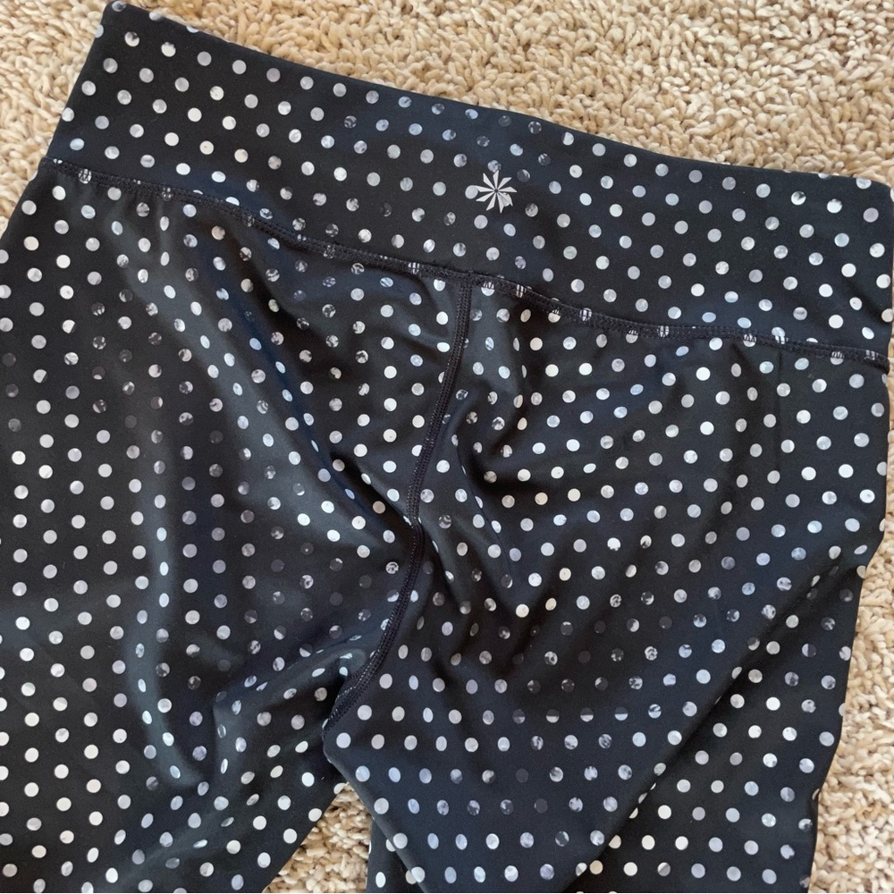 Athleta Crystal Chaturanga Polka Dot Leggings Reversible Tights Black White Med - Picture 6 of 13
